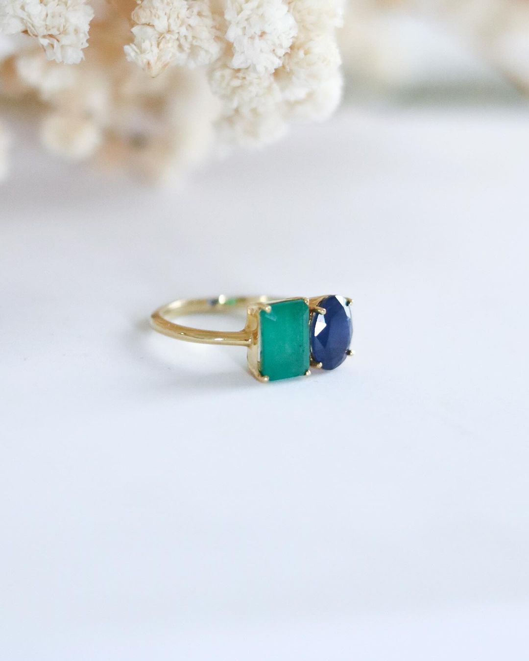 Emerald & Blue Sapphire Ring