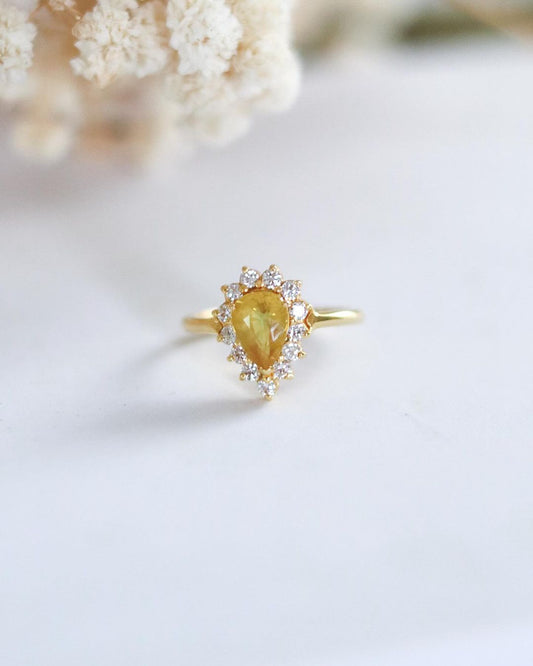 Yellow Pear Sapphire Ring