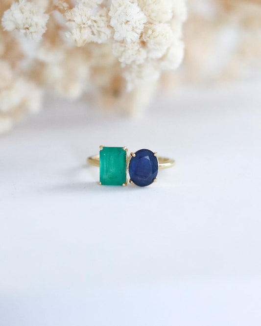 Emerald & Blue Sapphire Ring