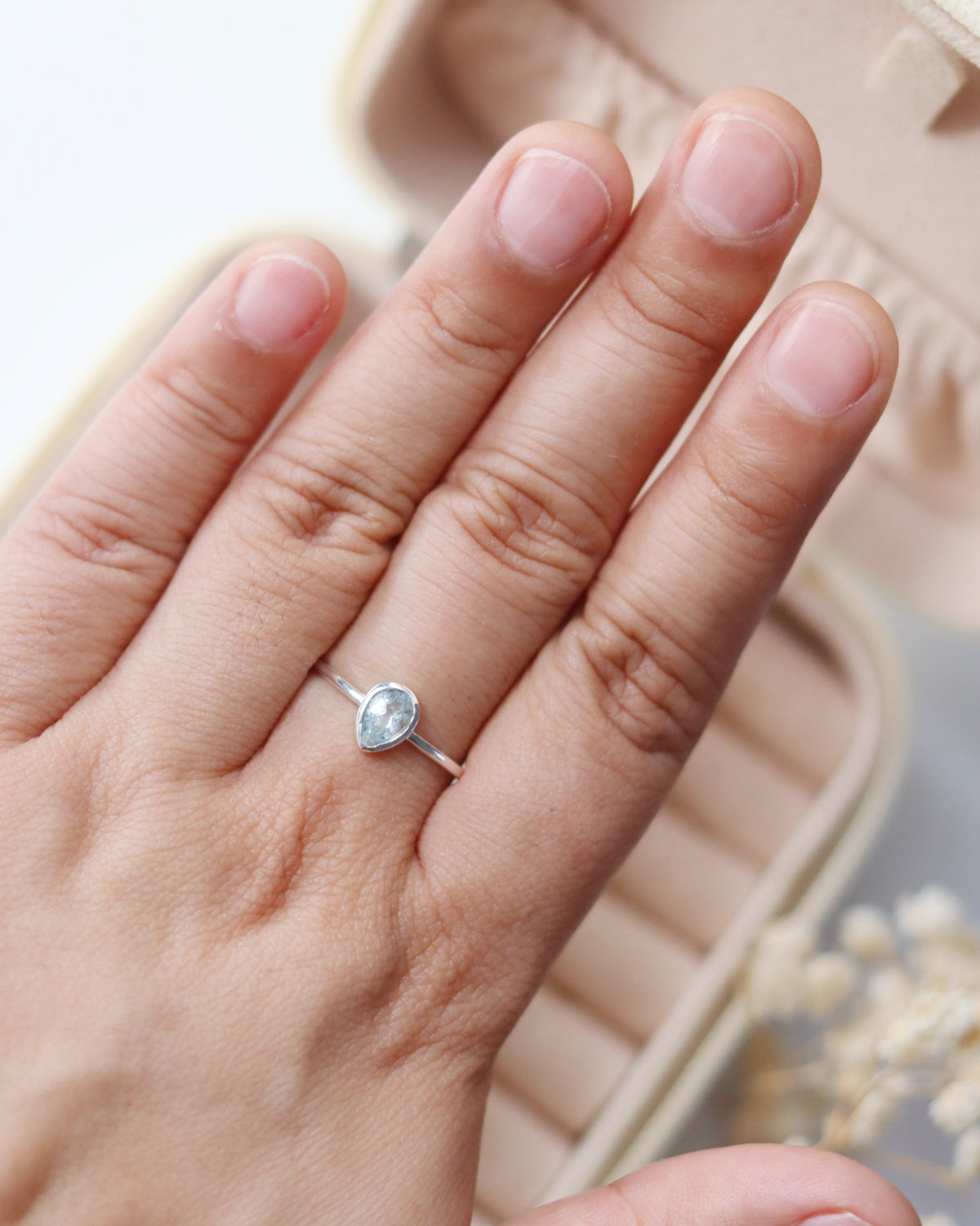 Aquamarine Pear Ring