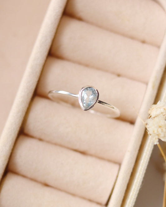 Aquamarine Pear Ring
