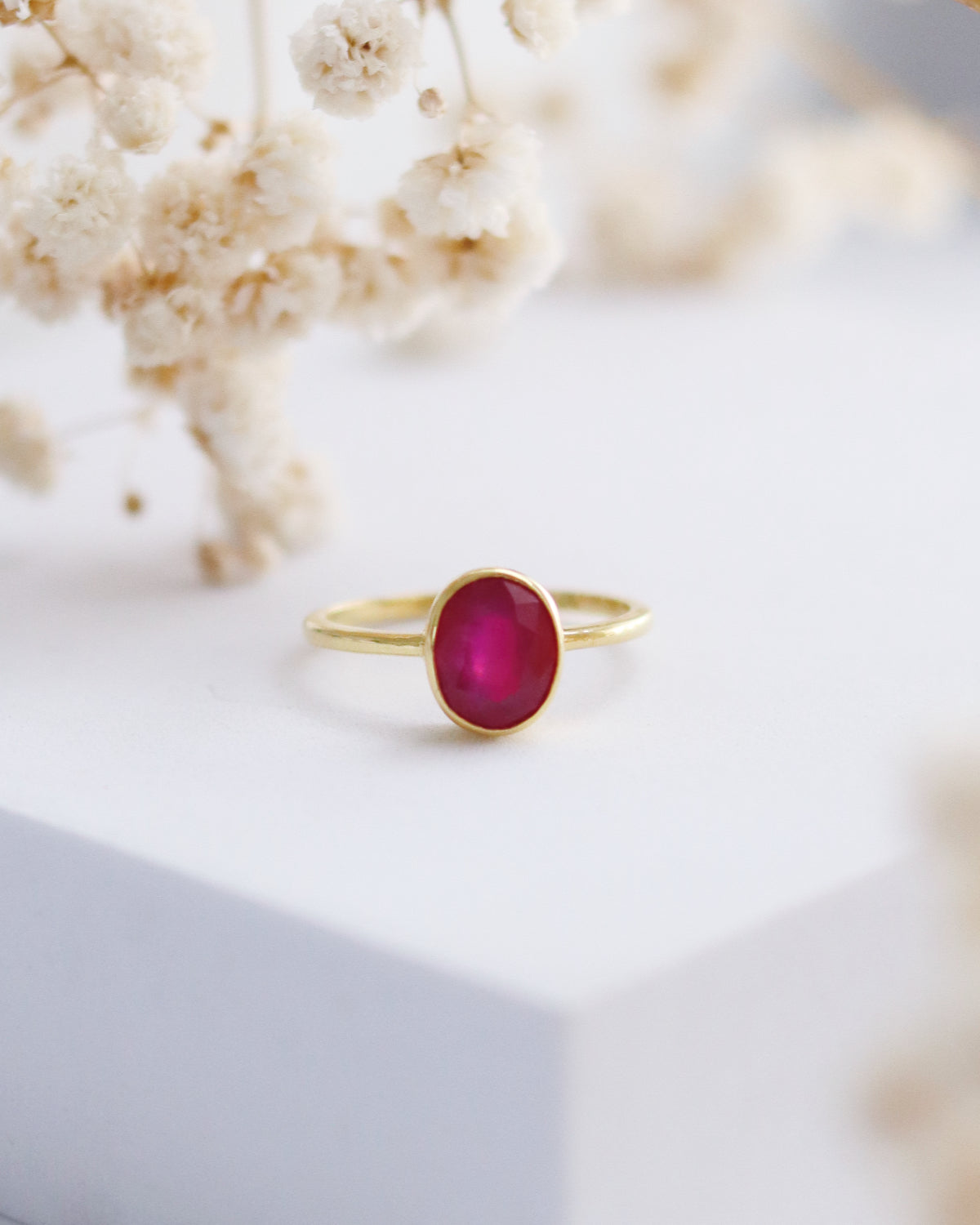 Ruby 14k Gold Solitaire Ring