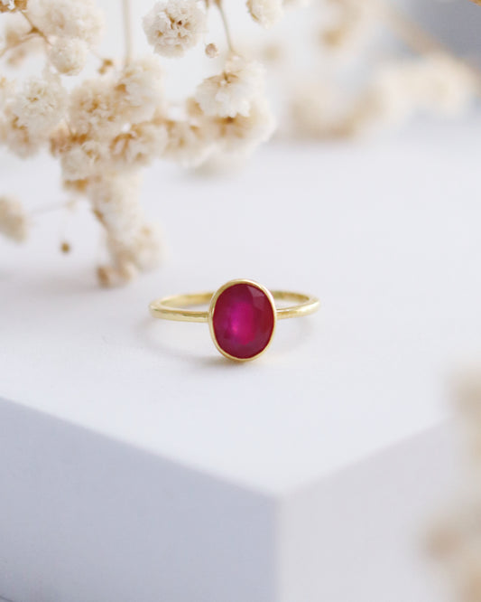 Ruby 14k Gold Solitaire Ring