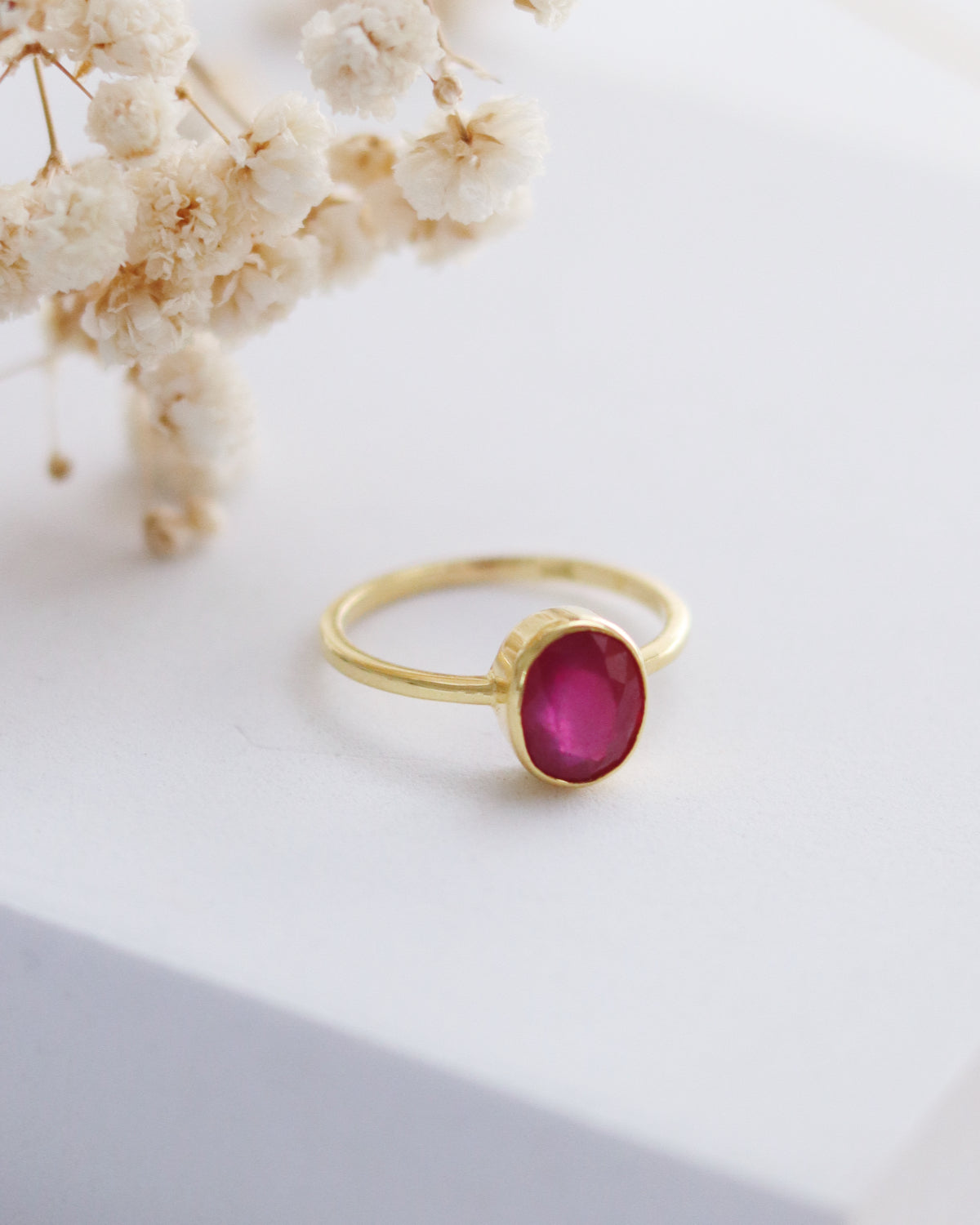 Ruby 14k Gold Solitaire Ring