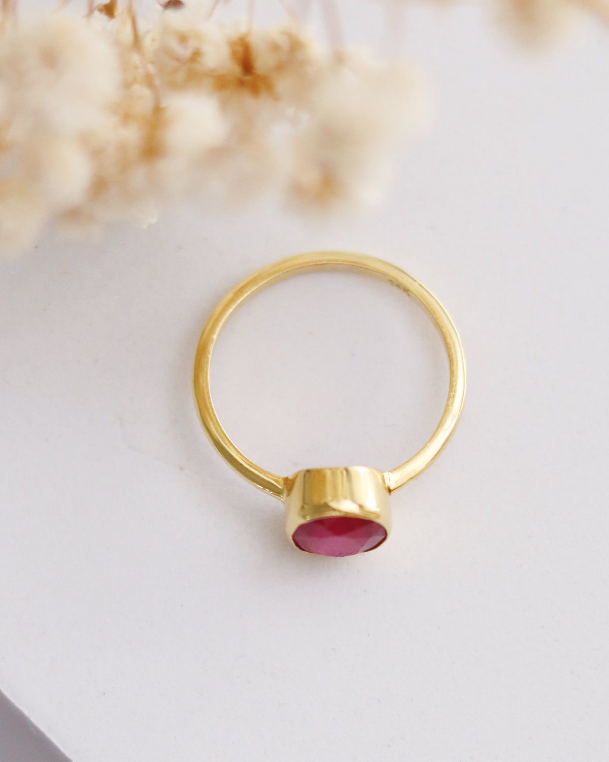 Ruby 14k Gold Solitaire Ring