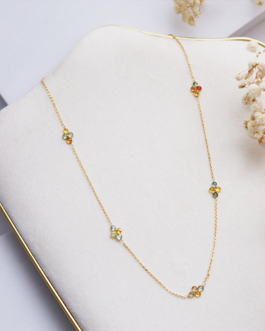 Clustered Sapphire Necklace 14k Gold