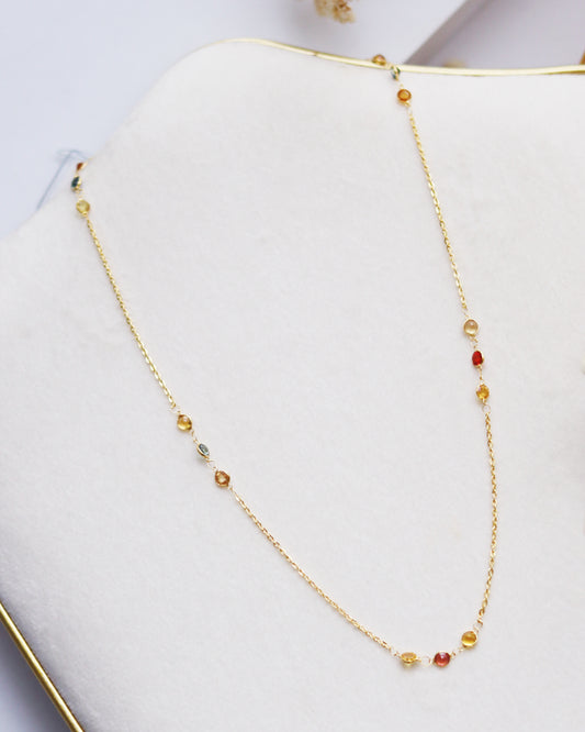 Sapphire Station Necklace 14k Gold