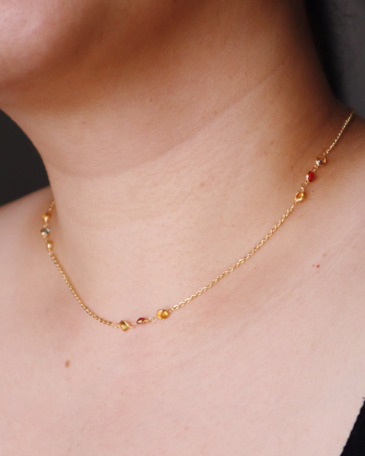 Sapphire Station Necklace 14k Gold